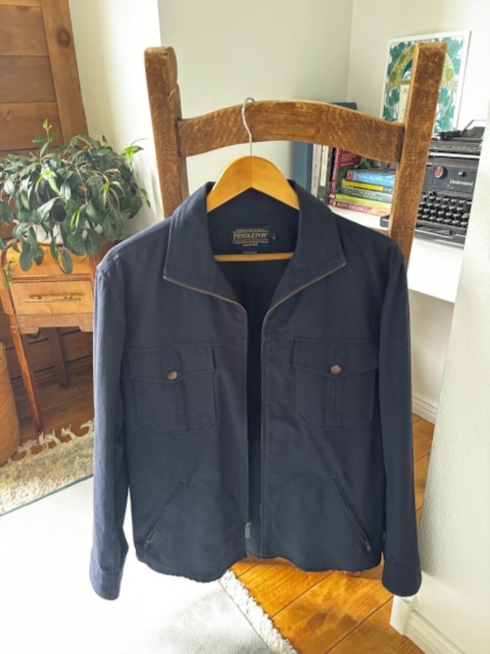 Pendleton Lightweight Jacket 100% Cotton Navy Blue Size M